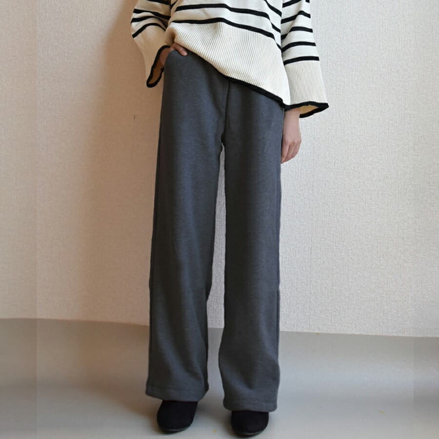 裏起毛スウェットパンツ ポケット付き ロング丈[品番