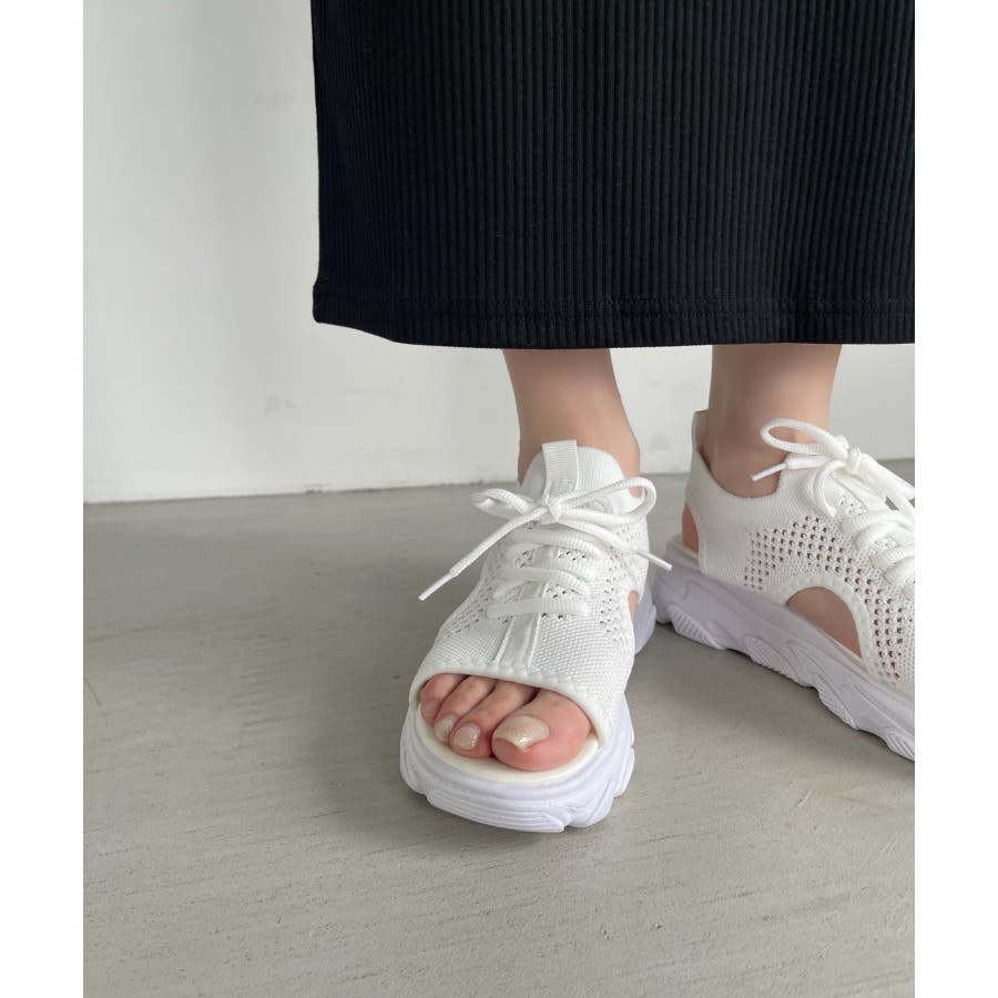 割引 厚底 レースアップ サンダル[品番 スニーカー メッシュ 25.0cm