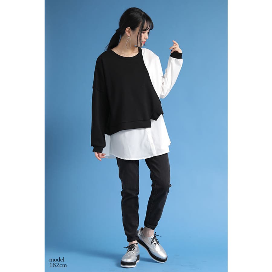 Kohaku異素材アシメレイヤード風トップスカットソー スウェット レディース 品番 Mitw Osharewalker オシャレ ウォーカー のレディースファッション通販 Shoplist ショップリスト