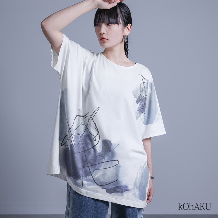 kOhAKU線画×ペイント風Tシャツ[品番：MITW0015211