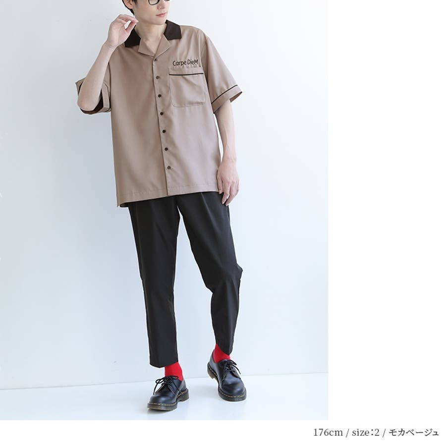商品画像：n'OrLABEL刺繍ロゴ配色ボウリングシャツ[品番：MITW0016760 2