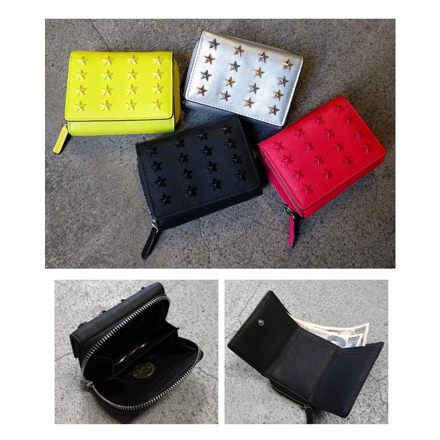 三つ折り星スタッズミニ財布 レディース 財布[品番：JOKW0004596 
