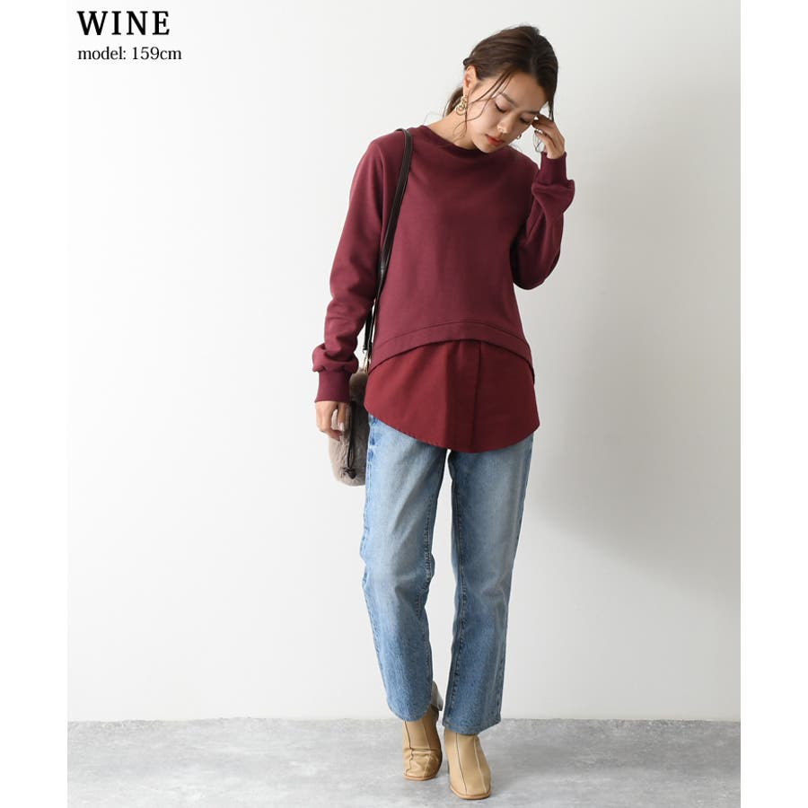 裏起毛レイヤード風シャツドッキングスウェット レディース おしゃれ 品番 Jokw Real Style リアルスタイル のレディース ファッション通販 Shoplist ショップリスト