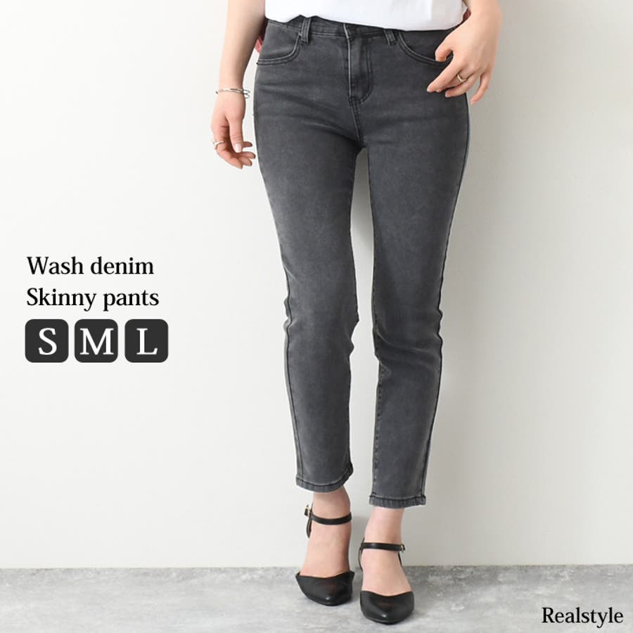 ウォッシュデニムバックウエストゴムスキニーパンツ レディース 黒 品番 Jokw Real Style リアルスタイル のレディース ファッション通販 Shoplist ショップリスト
