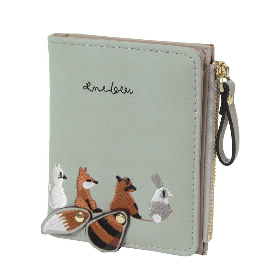 レディース アニマル刺繍 二つ折り財布[品番：JOKW0006550