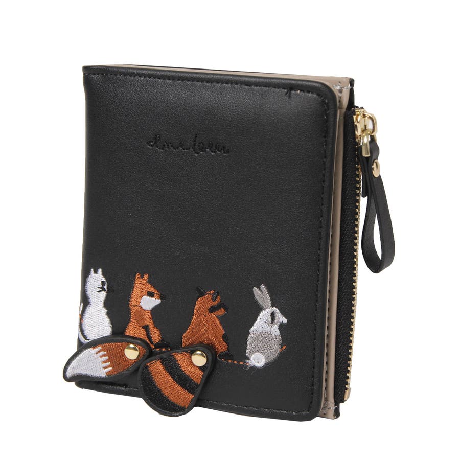 レディース アニマル刺繍 二つ折り財布[品番：JOKW0006550