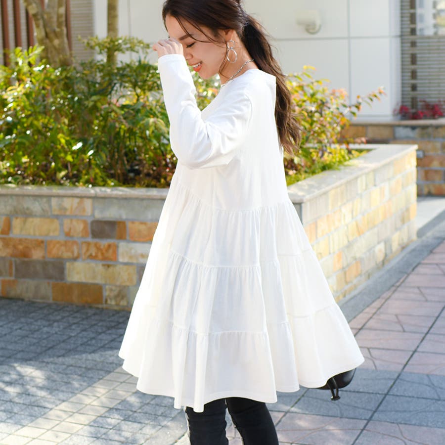 ロングスリーブティアードコットンカットソーチュニック レディース トップス[品番：JOKW0009513]｜REAL  STYLE（リアルスタイル）のレディースファッション通販｜SHOPLIST（ショップリスト）