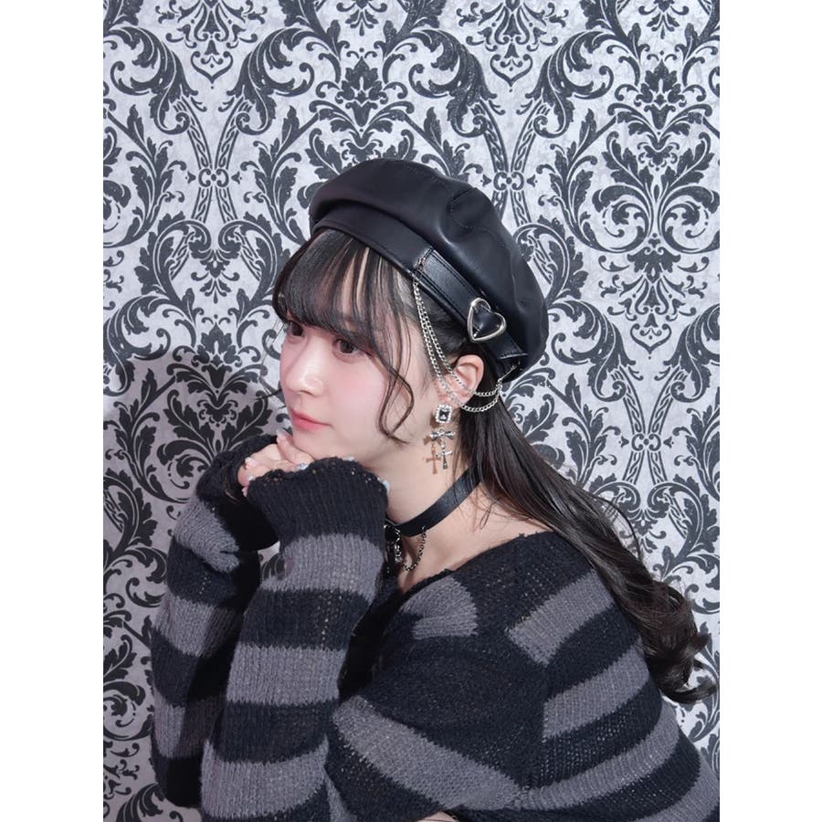 ハートバックルチェーンベレー帽[品番：PLMW0008209]｜Ludic