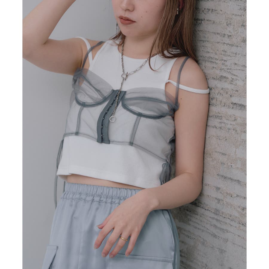 RAY CASSIN】チュールカップデザインビスチェ[品番:PALW0003322 RAY CASSIN】チュールカップデザインビスチェ[品番:PALW0003322