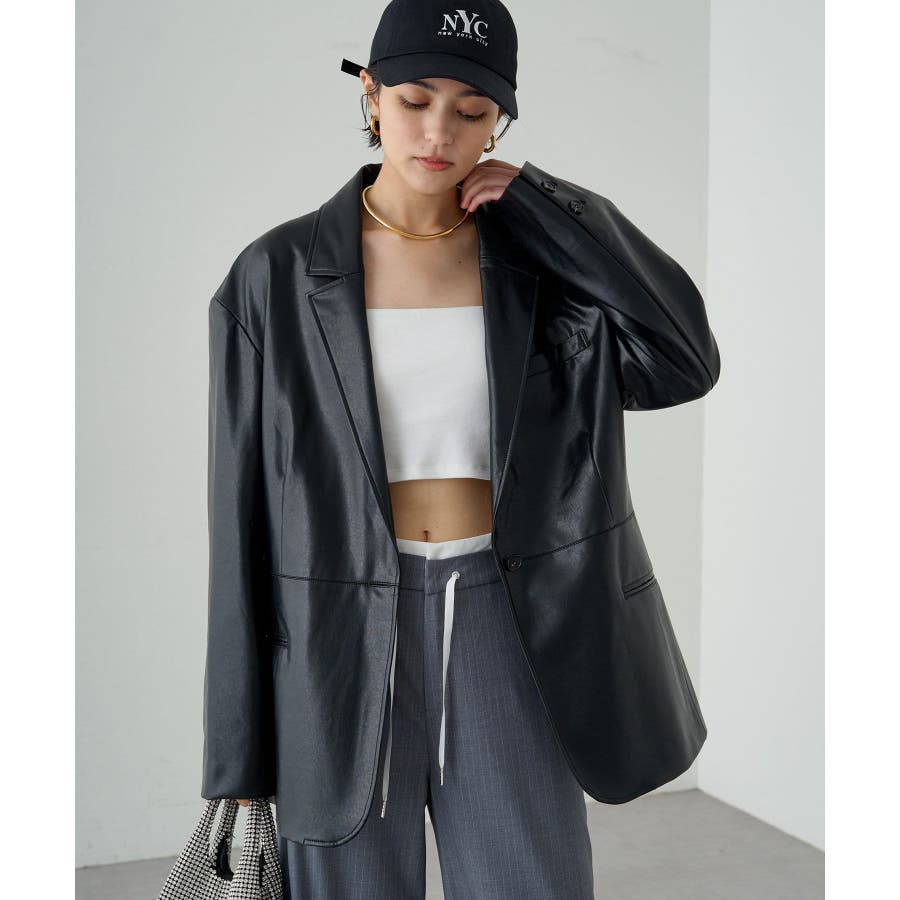 Loungedress】フェイクレザーJK[品番：PALW0004189]｜PAL GROUP  OUTLET（パルグループアウトレット）のレディースファッション通販｜SHOPLIST（ショップリスト）
