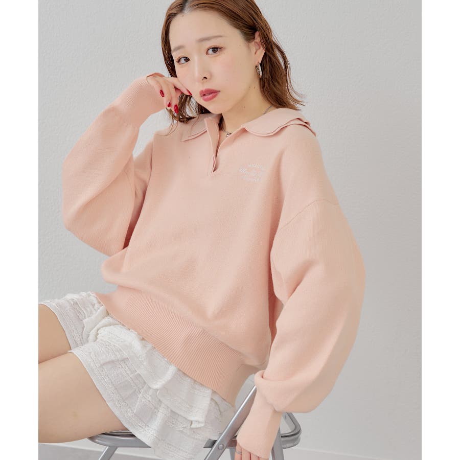 ココディール　Wカラースキッパーニットプルオーバー　イエロー ココディール Wカラースキッパーニットプルオーバー イエロー