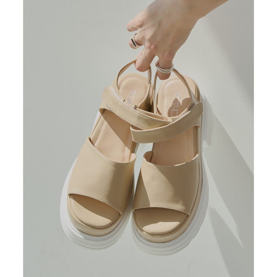 Chico ベージュ スポーツサンダル 厚底 新品】chico ちこ しまむら 厚底スポーツサンダル ベージュ
