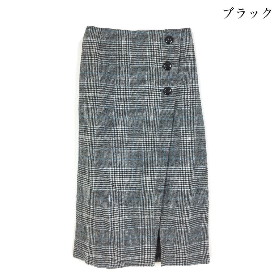 チェックロングラップスカート スカート ボトム[品番