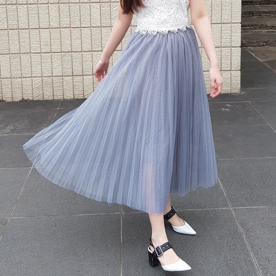 チュールスカート フレアスカート ロング[品番：VNTW0001165