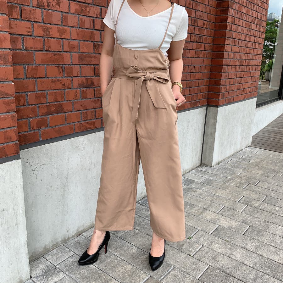 ハイウエストサスペンダーパンツオールインワン パンツドレス