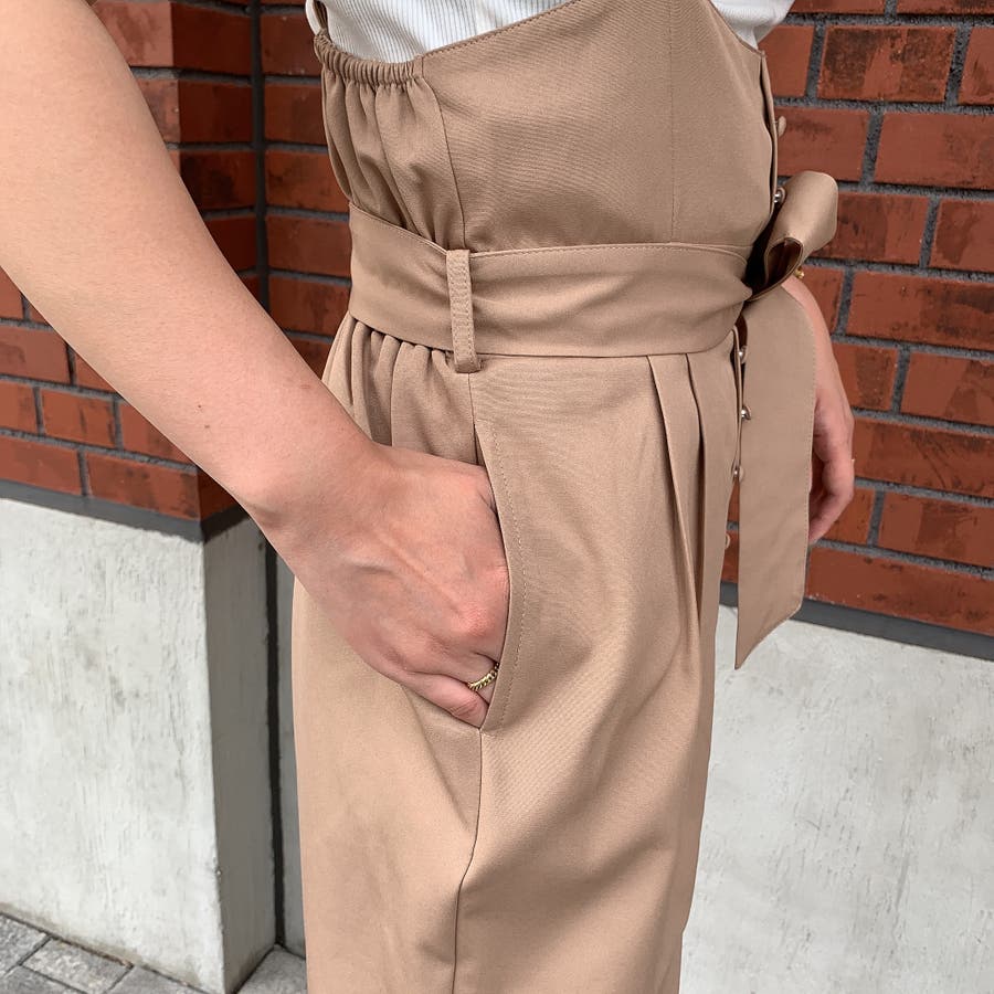 ハイウエストサスペンダーパンツオールインワン パンツドレス