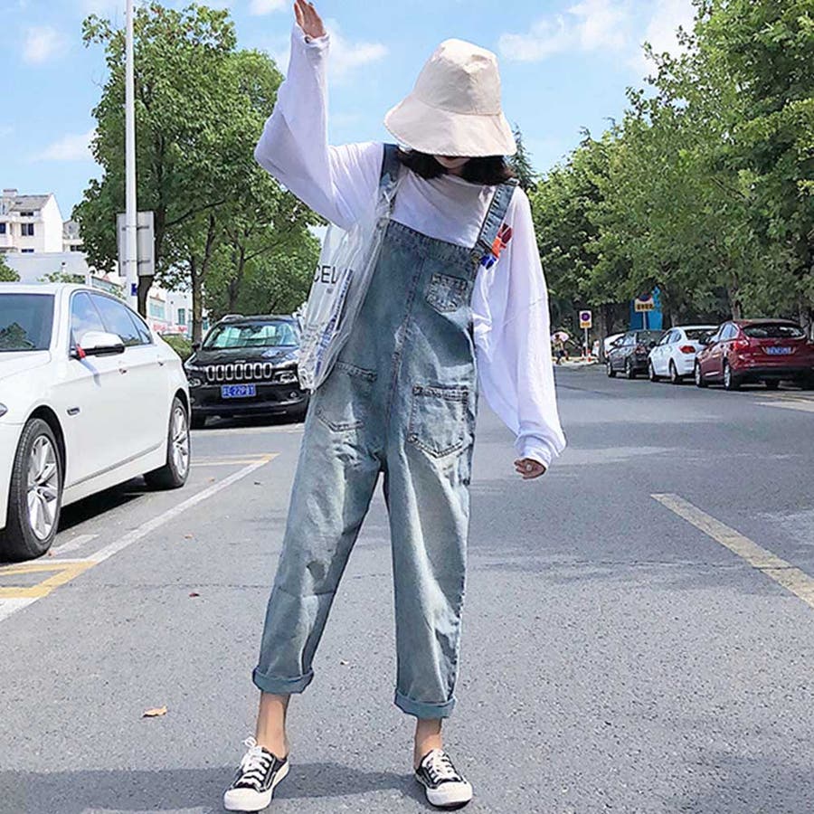 デニムサロペットパンツ レディース 春夏春夏[品番：PENA0022916