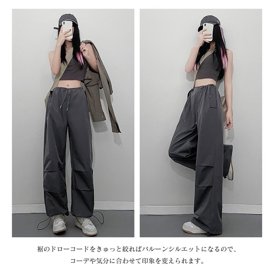 立体感 タック入り カーゴパンツ _ 大きいサイズレディース
