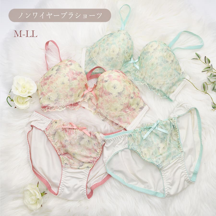 フラワーレースレイヤードノンワイヤーブラ＆ショーツセット レディース インナー[品番：PPPU0004466]｜PINK PINK  PINK（ピンクピンクピンク）のレディースファッション通販｜SHOPLIST（ショップリスト）