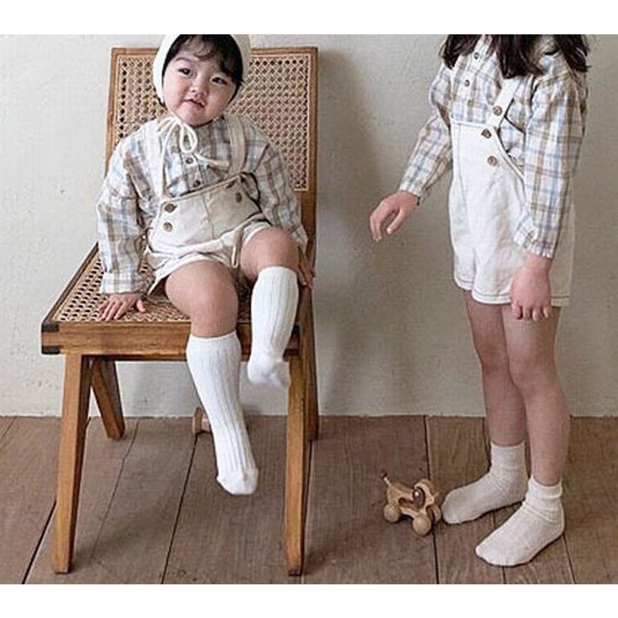 送料無料  2点セット  吊りベルトのカボチャパンツ&チェック柄スタイ 送料無料 2点セット 吊りベルトのカボチャパンツ&チェック柄スタイ