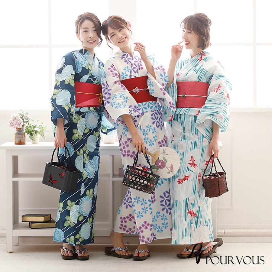 PourVous 大人浴衣 レトロモダン シンプル