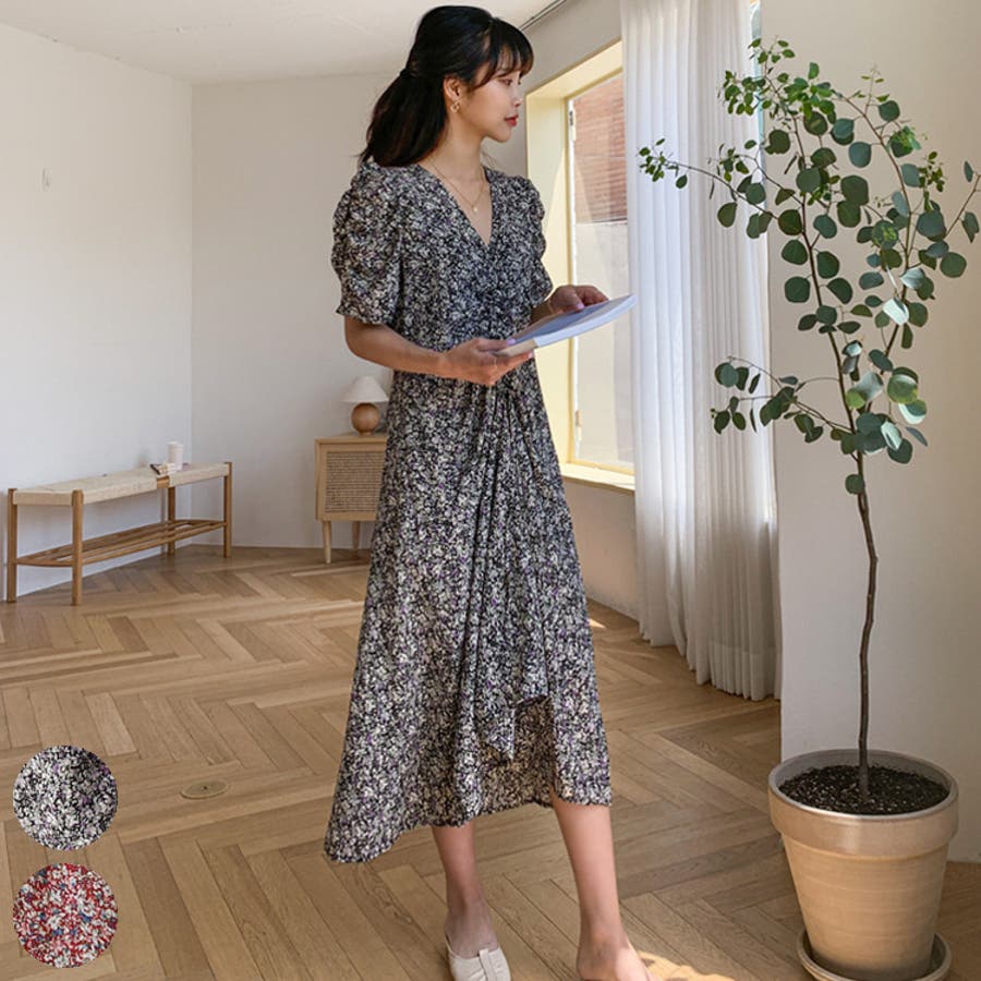 Vネックシャーリングワンピース ロングワンピース 花柄 品番 Ad Premium K プレミアムケー のレディースファッション通販 Shoplist ショップリスト