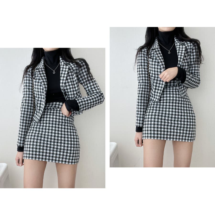 チェックジャケットツーピース セットアップ ミニスカート[品番：AD000013484]｜PREMIUM  K（プレミアムケー）のレディースファッション通販｜SHOPLIST（ショップリスト）