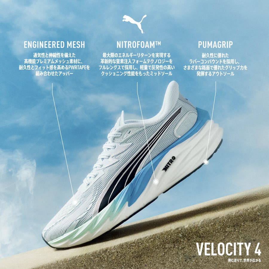 プーマ PUMA ランニングシューズ ヴェロシティニトロ4 27センチ メンズ ヴェロシティ ニトロ 4 AP ランニングシューズ[品番