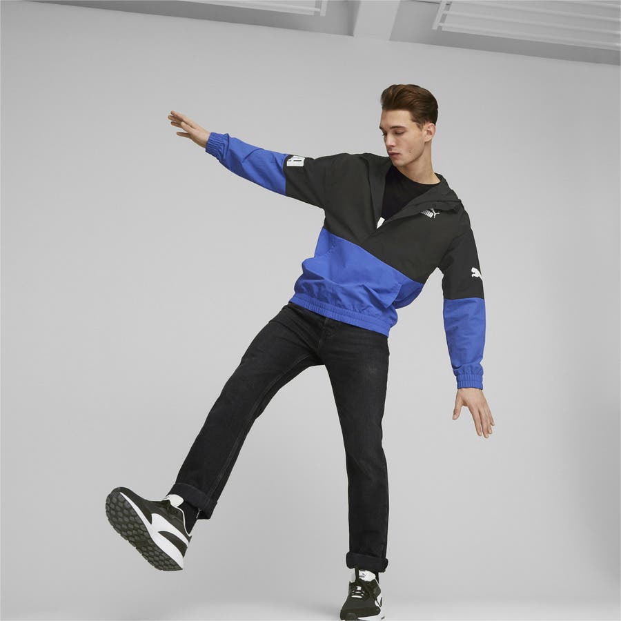 メンズ プーマパワー ハーフジップ フーデッド ウィンドブレーカー