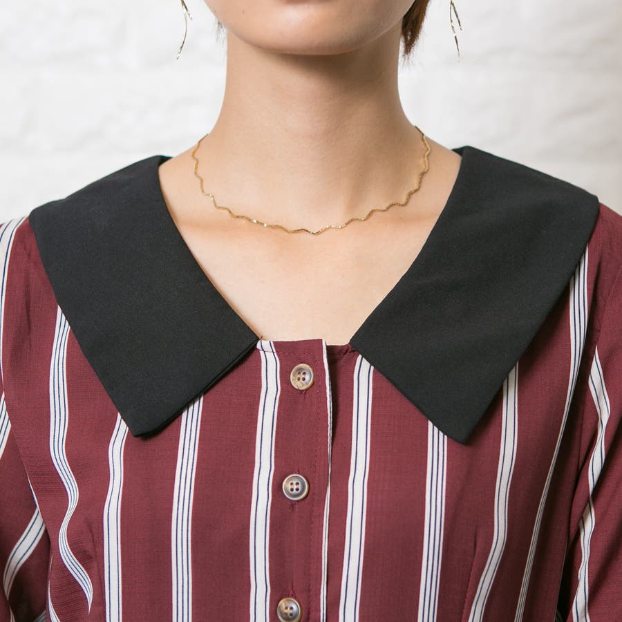 レジメンタルストライプ バイカラー 黒 ベルト付き ロングワンピース 品番 Ppnw Pumpkin Port パンプキンポート のレディースファッション通販 Shoplist ショップリスト