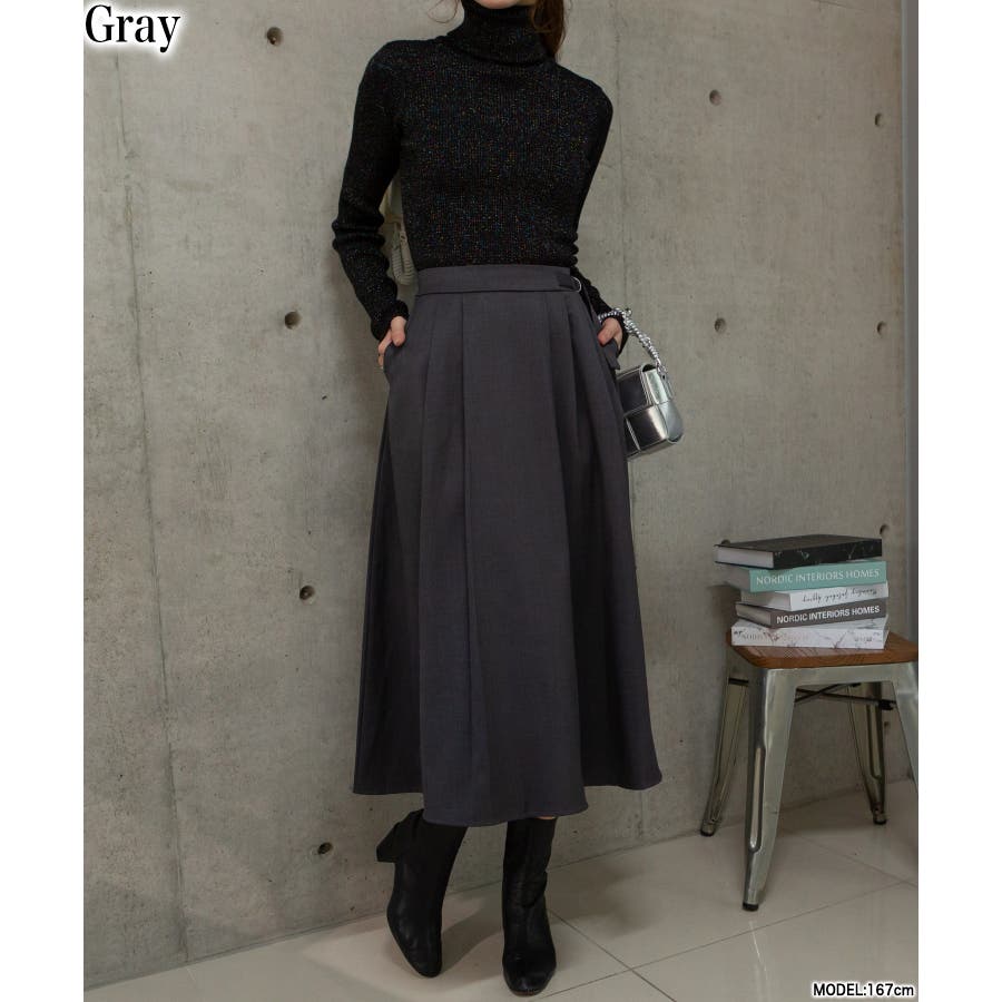 今 話題 の 人気 商品 サイドプリーツD管付ロングスカート[品番：PPNW0004585 スカート