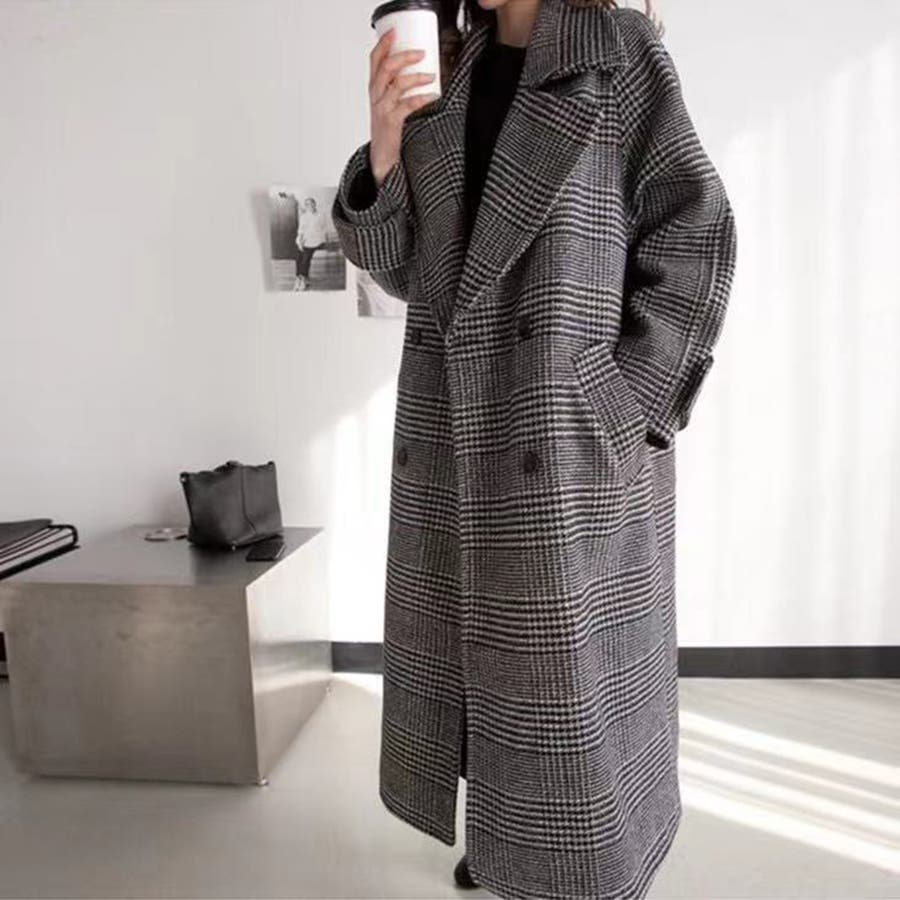 チェック柄バイカラートレンチコート(ショート丈＆ロング丈)