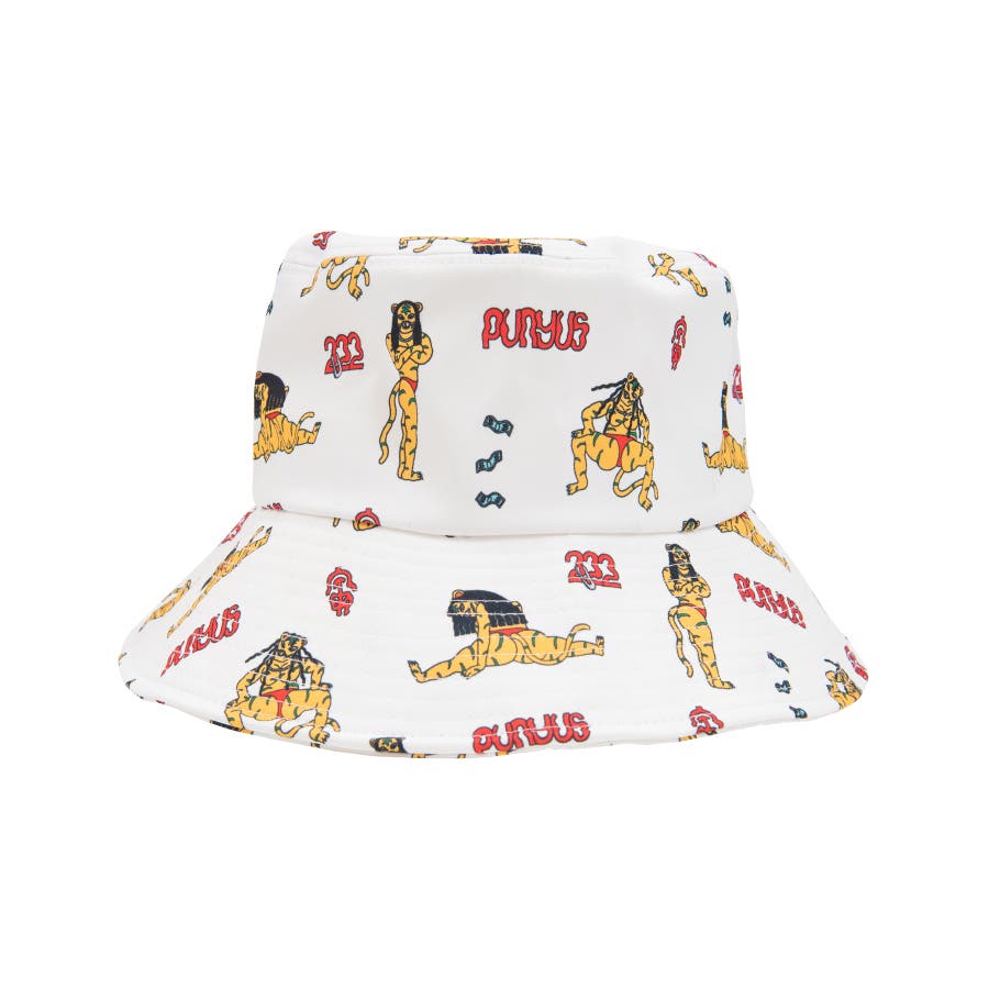 オーベルジュ　AUBERGE バケットハット　総柄　地図柄 オーベルジュAUBERGE バケットハット総柄地図柄