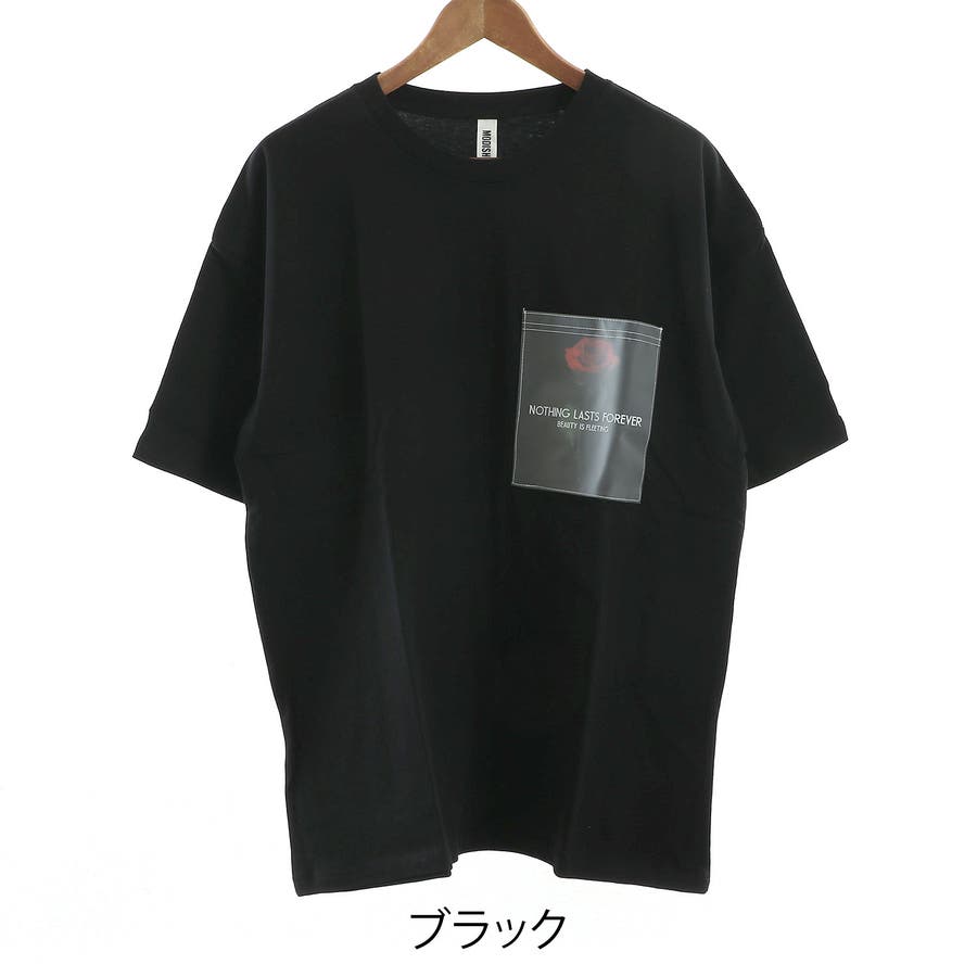 PVCポケット＆バックプリント Tシャツ(薔薇 ローズ) [品番