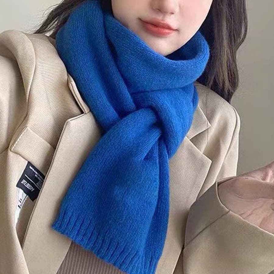 新23AW マフラー レディース ニットストール ショート 無地 6color