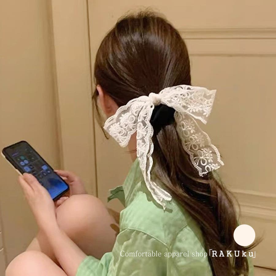 24NEW レース リボン シュシュ ヘアゴム[品番：RKKW0003090