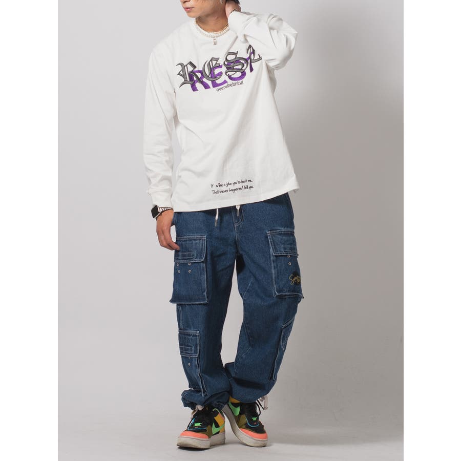 人気便利グッズ ロンT メンズ 刺繍ロゴ 長袖Tシャツ ストリート系[品番 トップス
