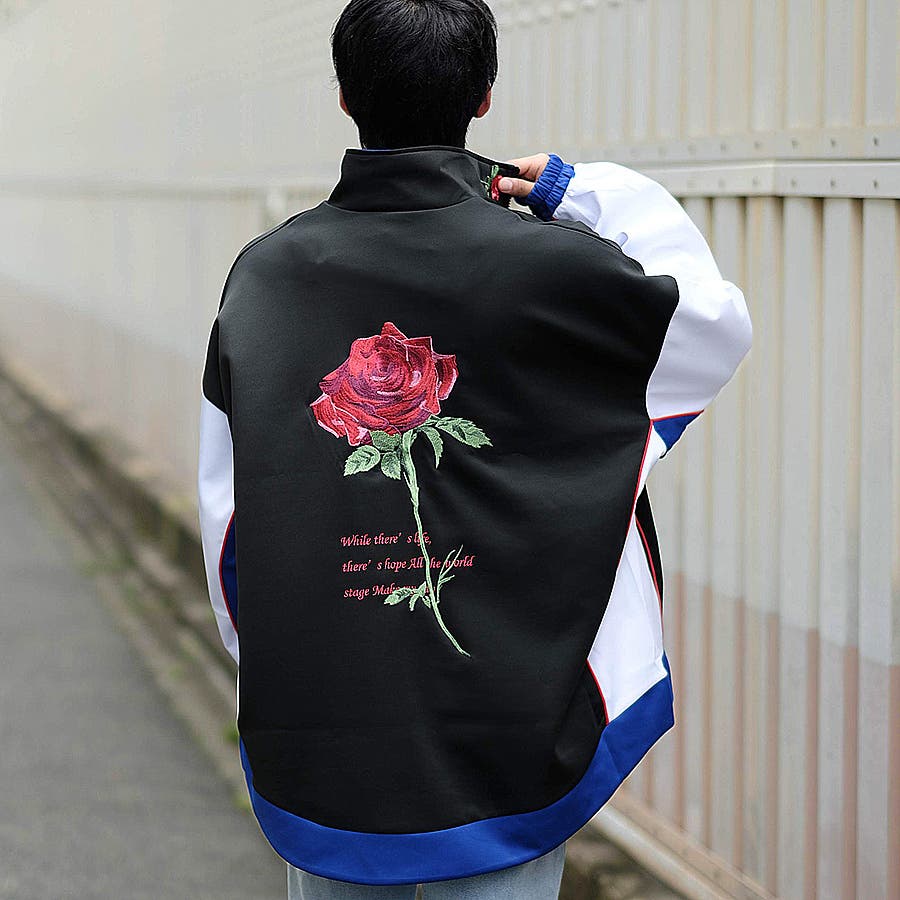 バラ刺繍ビッグトラックジャケット[品番：LEVM0000806