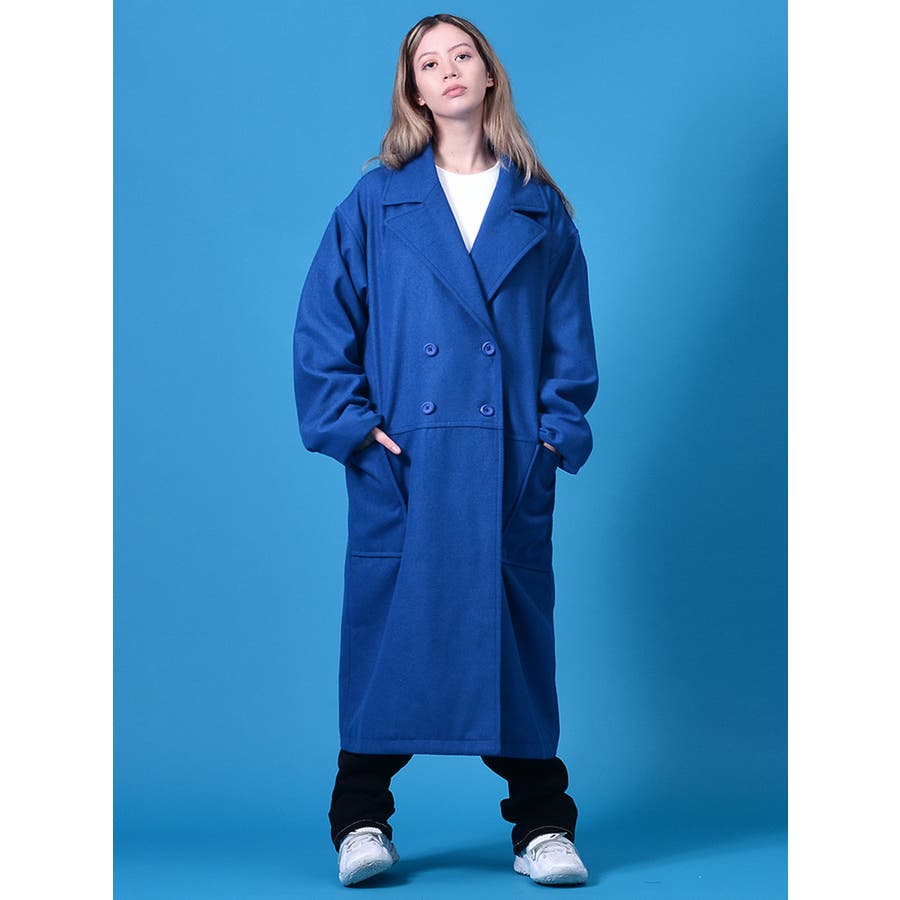 【BLUE】ウールライクビッグシルエットロングコート[品番