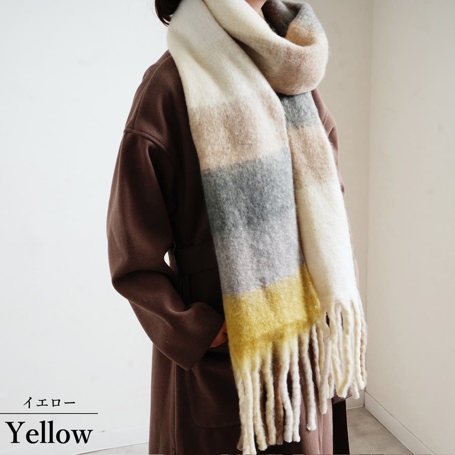 マフラーストールバルキー太フリンジ冬チェックボリュームマフラーもこもこかわいいあ…[品番：SKLW0001783]｜LAPULE  （ラピュレ）のレディースファッション通販｜SHOPLIST（ショップリスト）