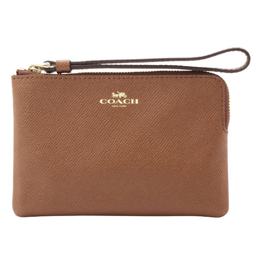 【COACH】コーチ リストレット ポーチ　茶色　ビーズポイント　オシャレ