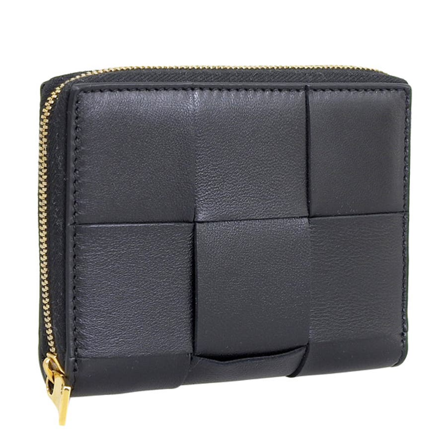 BOTTEGA VENETA 二つ折り財布 ブラック/スカイブルー　カセット BOTTEGA VENETA 二つ折り財布 ブラック/スカイブルー カセット BOTTEGA