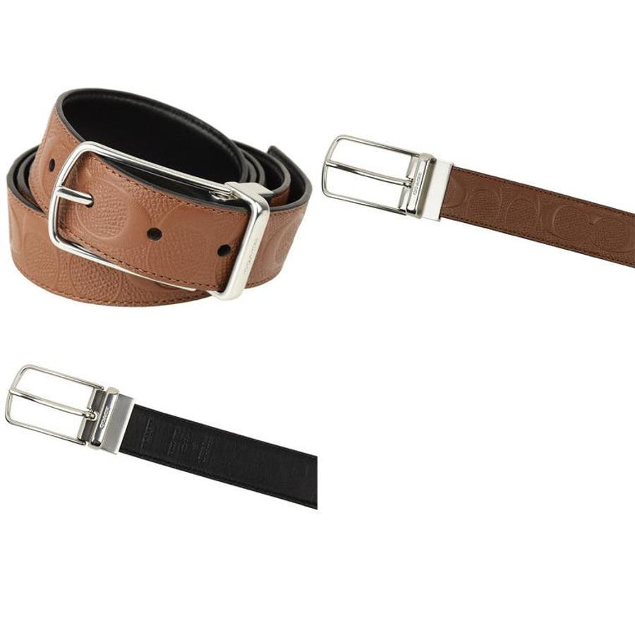 COACH リバーシブルベルト、シグネチャーブラウン、メンズ、新品 ブラウン（茶色）系 Coach(コーチ) ベルト(メンズ) - 海外通販のBUYMA