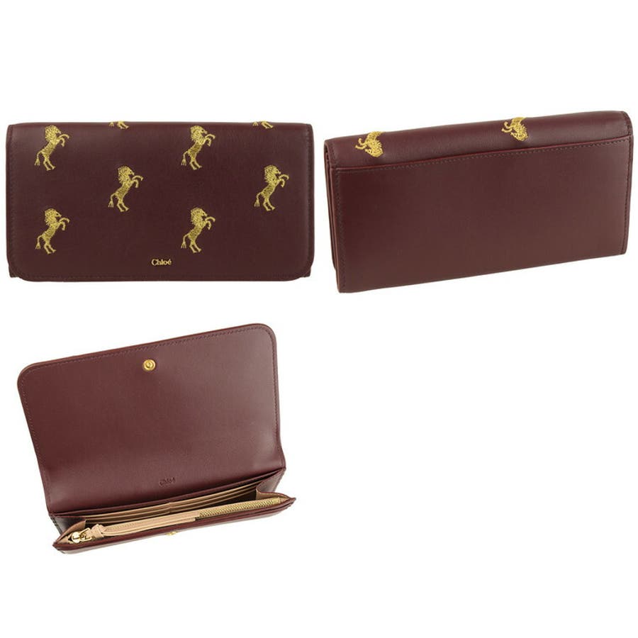 【新品未使用】 人気！ クロエ リトルホース 長財布 ボルドー Chloe Chloe（クロエ） 財布 レディース 二つ折り長財布 リトルホース