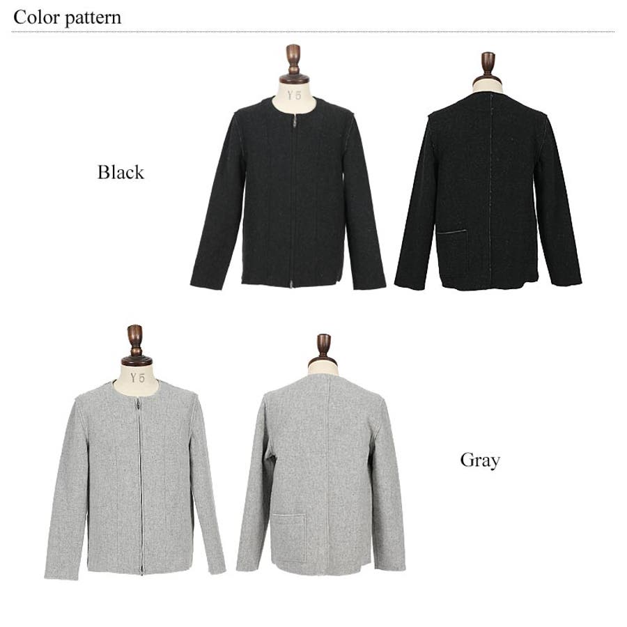 ノーカラージャケット メンズ ウール[品番：OE000002679]｜Rocky