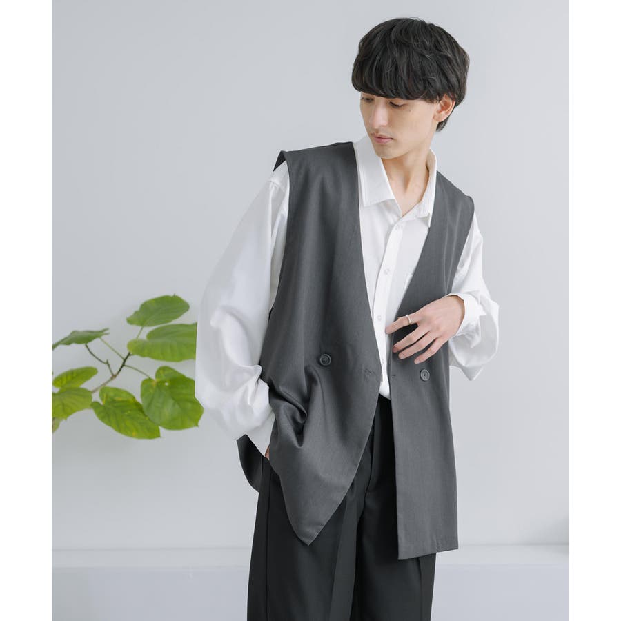 ダブルベスト ジレ ノーカラー[品番：OE000007179]｜Rocky Monroe 