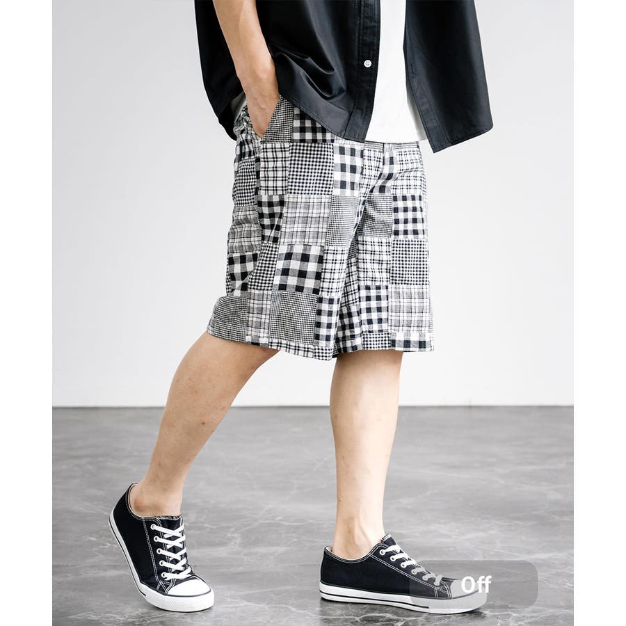 【高価値】 ショートパンツ パッチワーク[品番：OE000008028 チェック パンツ