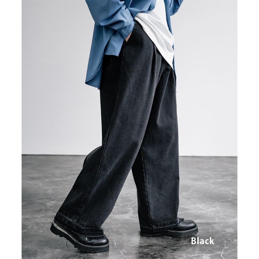 デニムパンツ ワイド カットオフ[品番：OE000007820]｜Rocky