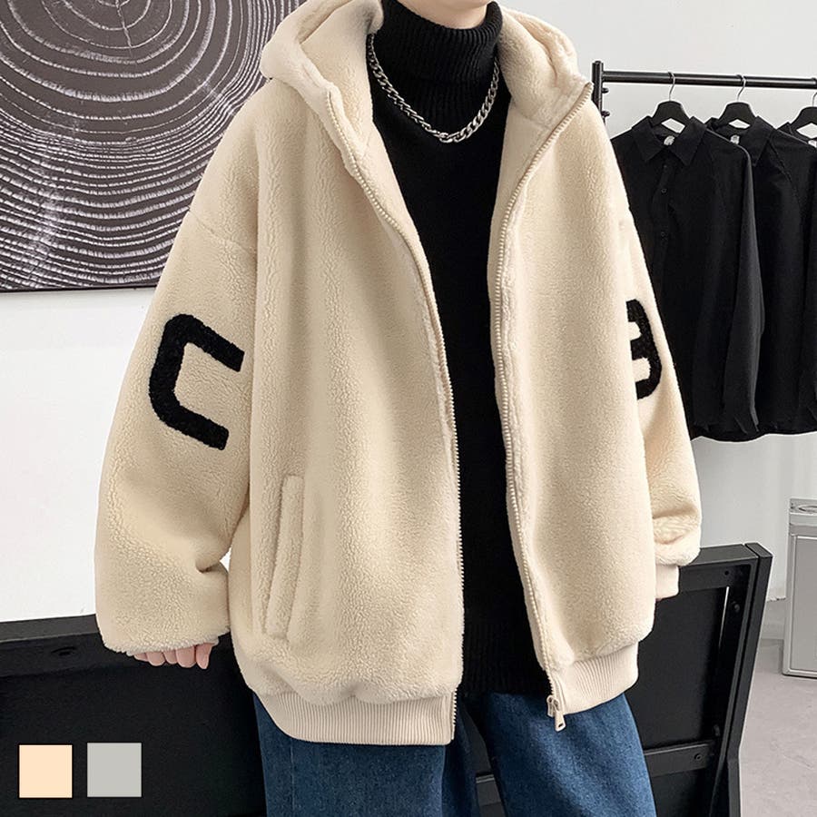 ボアブルゾン メンズ ボアジャケット フリース パーカー[品番