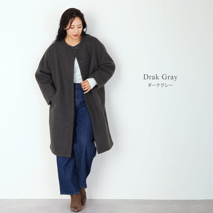 国内外の人気 ノーカラーコート レディース ロング丈[品番：SNKC0002196 ジャケット・アウター